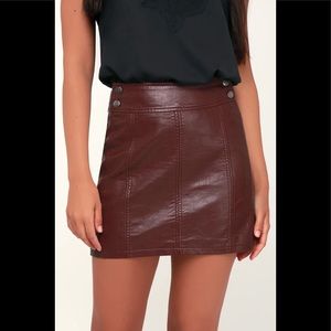 Free People Retro “Leather” Mini Skirt -Burgundy 6